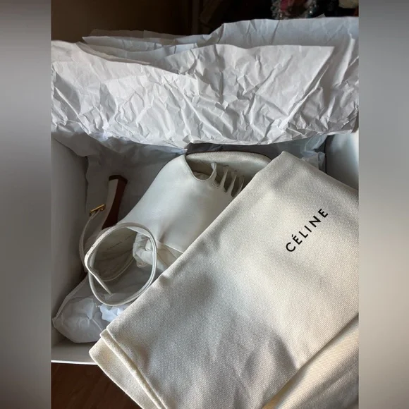 Celine white leather glove sandals 36.5 - Picture 6 of 16